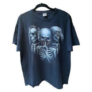 Vtg Shirt skeletons see no evil hear no evil speak no evil black size XXL 2XL